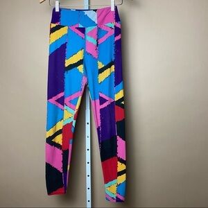 Lularoe 80's Abstract Funky Triangle Bright Leggings One Size Art To Wear
